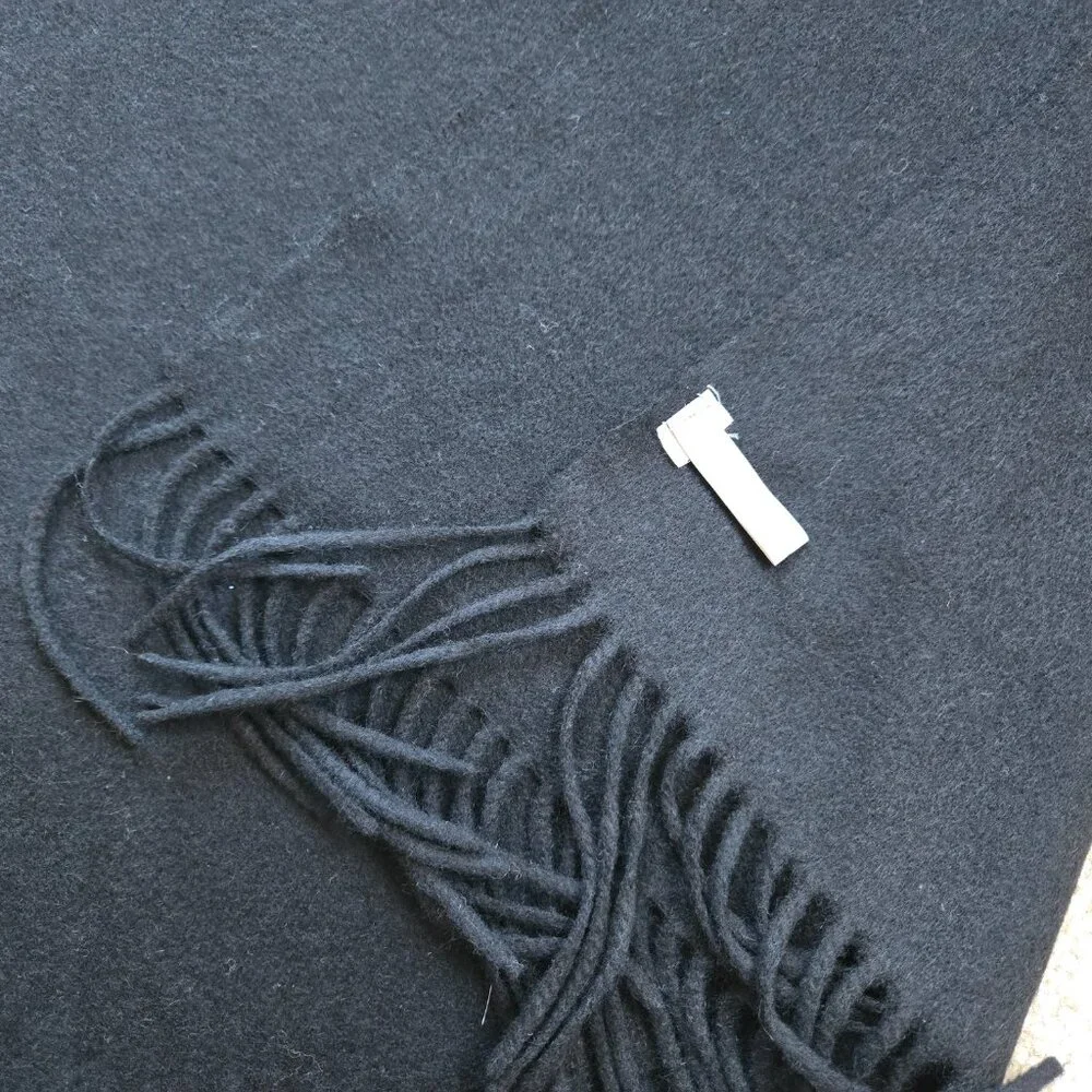 Ann Taylor Woven Cashmere Fringe Scarf Black